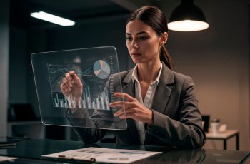 Jovem empresária analisando dados para mostrar a importância do BPO Financeiro e como funciona sua implantação