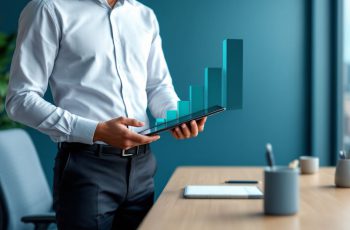 Empresário contábil consultando tabela de honorários contábeis em seu tablet