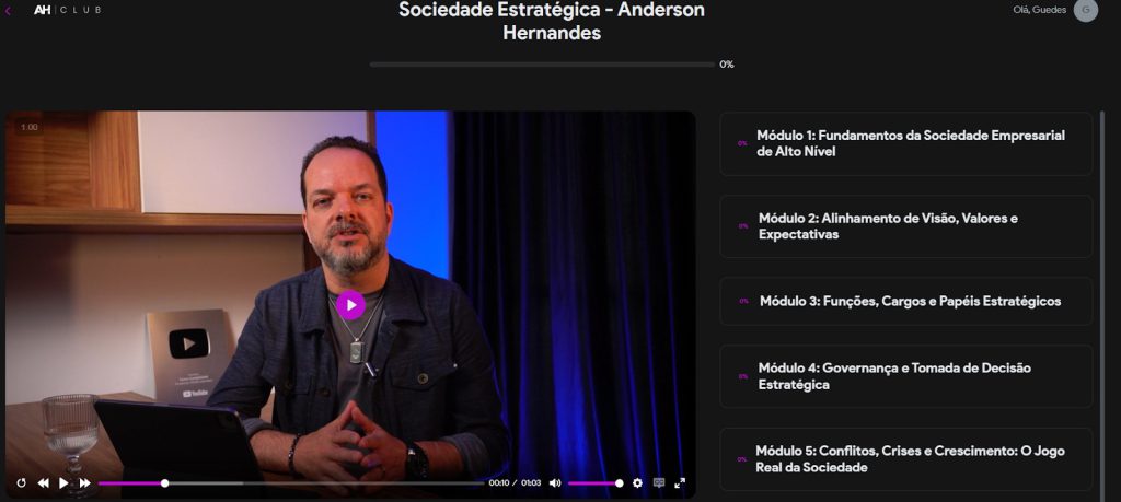 Print da aula de sociedade estratégica para escritórios contábeis na plataforma Ah Club