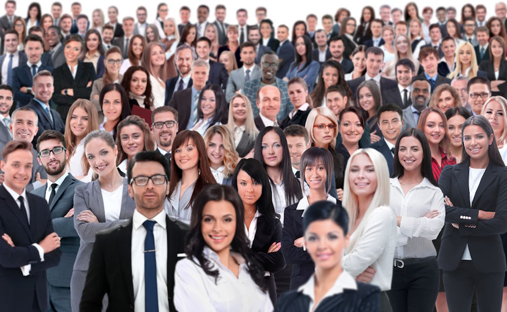 Montagem de colagem com rostos de vários empresários, para simular o crescimento do número de escritórios contábeis no Brasil